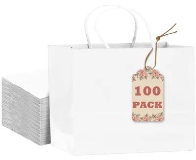 Obrázek produktu pro Bílé papírové sáčky s uchy, 100 kusů