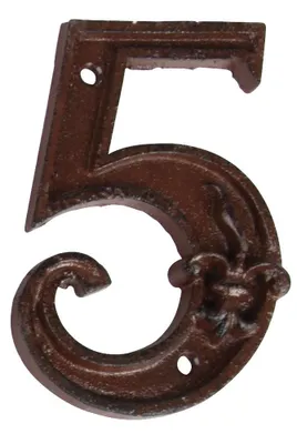 Produktbild von hausnummer 5 11,8 x 8 cm Gusseisen dunkelbraun