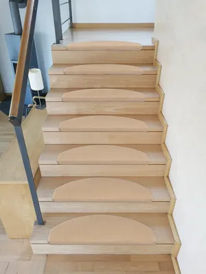 Produktbild von Metzker Stufenmatten Treppenmatten Uni Halbrund Sparset Hellbraun15 Stück