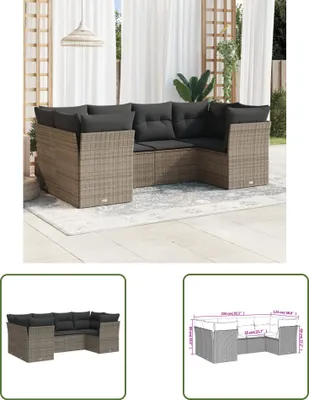 Produktbild von The Living Store 6-tlg. Garten-Sofagarnitur mit Kissen Grau Poly Rattan