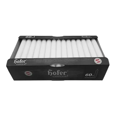 Produktbild von Lange Tafelkerzen 21,5x180 mm, 60 Stück, weiß, tropffrei, Brenndauer 5 Std
