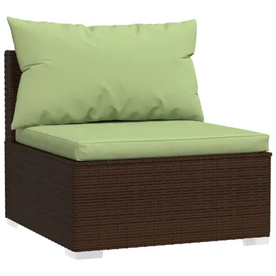 Image de Canapé central de jardin avec coussins Marron Poly Rattan