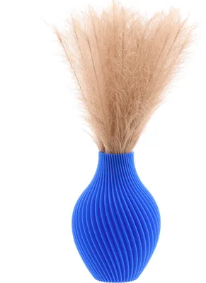 Image de Vase bouteille fleurs artificielles 3D bleu haut 25cm plastique décoratif