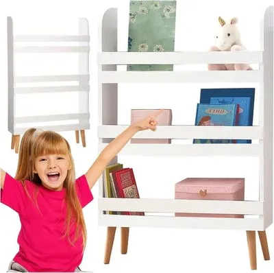 Immagine prodotto di Libreria portaoggetti per giocattoli - 4 ripiani, legno bianco
