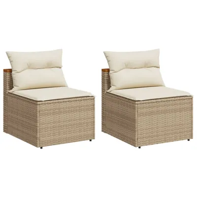 Produktbild von Gartensofas ohne Armlehnen mit Kissen 2 Stk. Beige Poly Rattan
