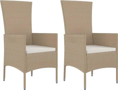 Produktbild von vidaXL Gartenstühle mit Kissen 2 Stk. Poly Rattan Beige
