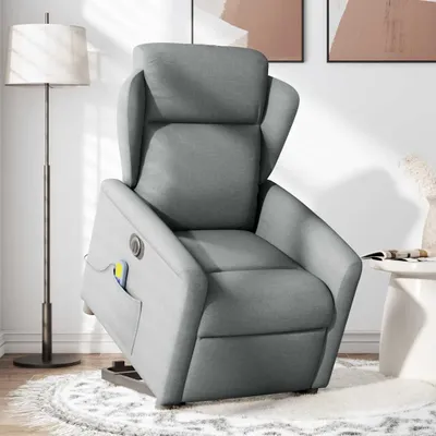 Image de vidaXL Fauteuil de massage électrique avec releveur Tissu gris clair