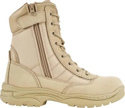 Produktbild von SucceBuy Arbeitsstiefel Herren, 203 mm robuste Kampf- und Wanderstiefel, atmungsaktive Motorradstiefel mit seitlichem Reißverschluss, Outdoor-Einsatzstiefel für Sicherheit, US-Größe 10,5, sandfarben