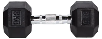 Produktbild von Hantel 8 kg sechseckig Gusseisen-Gummi bodenschonend mit ergonomischem Griff für Functional Training