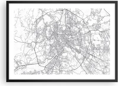 Produktbild von Gerahmtes Poster - Schwarzer Rahmen - Stadt Karte Rom - 70x50 cm - Wand Bild - Wanddeko - Wandbilder - Kunstposter - Wandposter - Bilderrahmen - Bilder - Kunstdruck - Wanddekoration - P2BAA70x50-4682