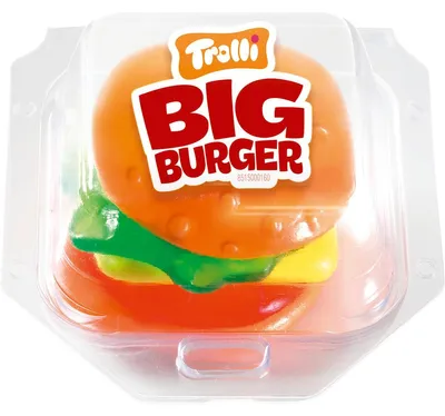Image de Trolli Big Burger de sucre mousse fruité et sucré et de gommes aux fruits 50g