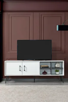 Productafbeelding van Skye Decor, hoogwaardige TV-standaard (160 cm) van melamine, wit/anthraciet, 100% MDF