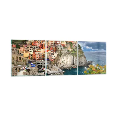 Produktbild von Bilder auf glas - Italien küste felsen landschaft - 150x50cm - Glasbilder - Wandbilder - Kunstdruck - zum Aufhängen bereit - Wanddekoration aus Glas - Glas Bilder - Wandbild auf Glas - GCA150x50-2710