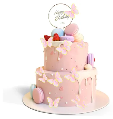 12er-Set 3D-Schmetterling-Tortendekoration Rosa