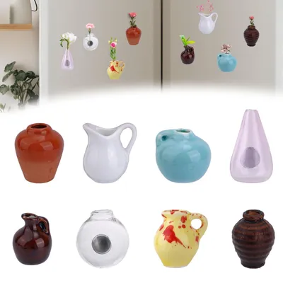 Productafbeelding van Solidchoice - 8 Stijlen Mini-Vaasmagneten voor de Koelkast - Leuke 3D Decoratie