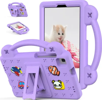 Produktbild von Schutzhülle für Samsung Galaxy Tab A7 Lite 8.7" 2021 SM-T220/T225/T227 Niedliche Hülle für Kinder, Stoßfest mit Griff und Ständer Lila
