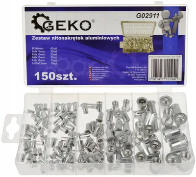 Produktbild von Geko Set Blindnietmuttern Aluminium M3-M10 150 Stück