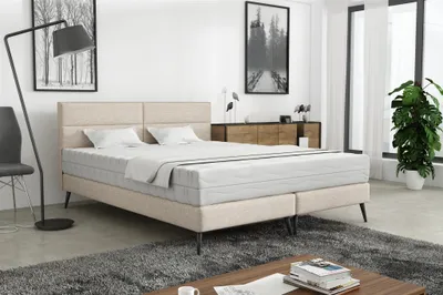 Produktbild von Polsterbett Doppelbett BERGAMO 140x200cm Komplettset Stoff Gemma Beige