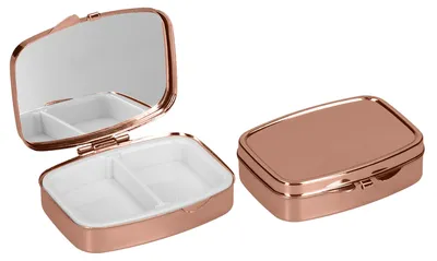 Produktbild von kwmobile 2x Edelstahl Tablettenbox mit 2 Fächern - 5,5 x 4 x 1,5cm - Pillendose klein Tablettendose - Tragbare Pillenbox Metall Medikamentenbox Dose