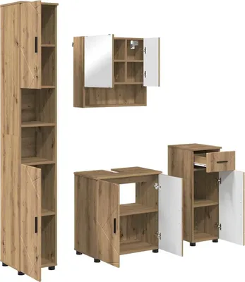 Productafbeelding van vidaXL Badkamerkastset, 4 stuks, Artisan-eikenhout, 61 x 35 x 64 cm