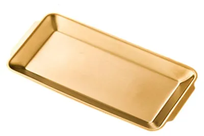 Produktbild von Servierplatte aus Edelstahl für Grillabende, robuste rechteckige Servierplatte mit Griffen, spülmaschinenfest, modernes Küchenutensil