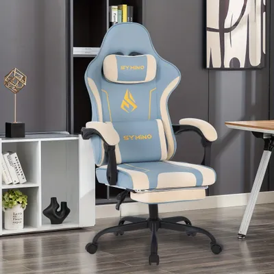 Immagine prodotto di Sedia da gaming – Sedia da ufficio ergonomica con funzione massaggio e seduta in lattice – Blu
