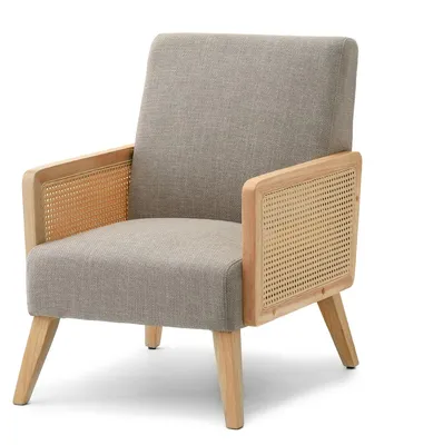 Zdjęcie produktu dla Fotel foster beżowy tkanina rattan-dąb, podstawa dąb