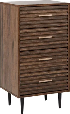 Obrázok produktu pre BELIANI Komoda tmavé drevo MDF 4 zásuvky úložný priestor železné nohy moderný štýl spálňa