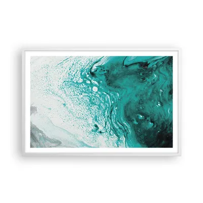 Produktbild von Gerahmtes Poster - Weißer Rahmen - Abstraktion Türkis Flüssigkeit - 91,5x61 cm - Wand Bild - Wanddeko - Wandbilder - Kunstposter - Wandposter - Bilderrahmen - Bilder - Kunstdruck - P2WAA91x61-4572