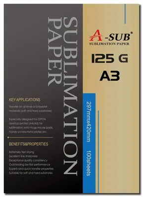 Sublimationspapier A3, 125 g/m², 100 Blatt, für Drucker
