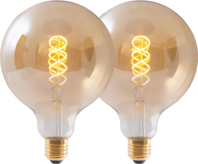 Produktbild von Näve Leuchten LED Leuchtmittel DILLY mit E27 dimmbar LED Leuchtmittel DILLY mit E27 dimmbar 2er-Set LED Leuchtmittel "DILLY" E27/5W Ø: 12,5cm - E27, 5 Watt, 300 Lumen, 2000 Kelvin, aus Metall und Glas, amber – dimmbar