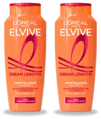 Produktbild von 2 x L'Oréal Paris Elvive Dream Lengths Shampoo für langes, geschädigtes Haar - 250 ml - Vorteilspackung - 2 Stücke