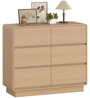 Productafbeelding van Dressoir van 100 cm, buffetkast met 6 lades, ladekast voor keuken, woonkamer, eetkamer, naturel hout