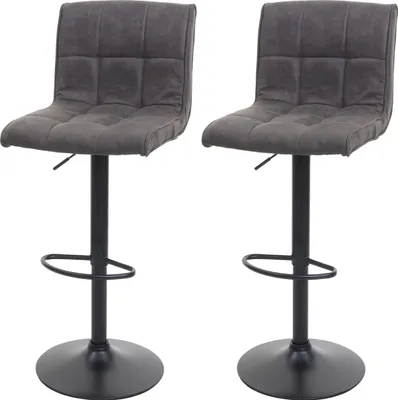 Image de lot de 2 tabourets de bar HWC-B13, chaise de bar tabouret de comptoir, imitation daim  MVG ~ gris foncé vintage