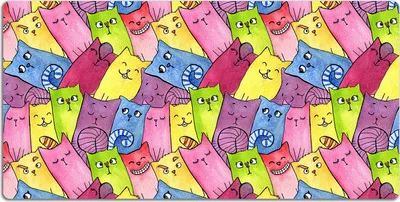 Produktbild von Schreibtischmatte Tischunterlage 90x45 cm Mauspad - Glückliche Katzen