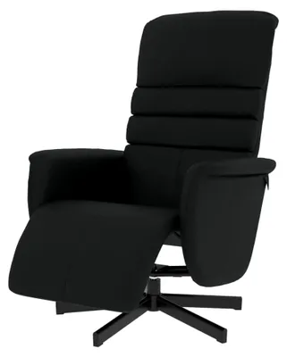 Produktbild von Drehbarer Relaxsessel mit Liegefunktion, Fernsehsessel mit verstellbarer Rückenlehne und Fußteil, Ruhesessel in Schwarz aus Kunstleder