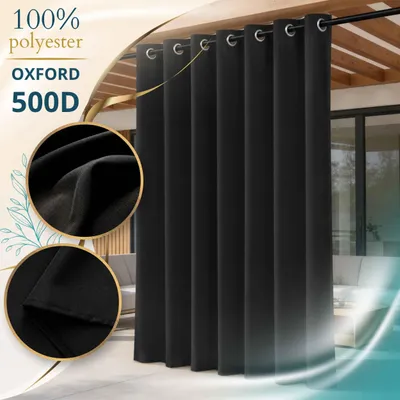 Produktbild von Lantigo Outdoor Vorhang Schwarz 155x180 cm Blickdicht Wasserdicht mit Ösen
