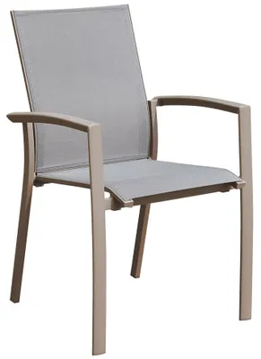 Immagine prodotto di Sedia da Giardino con Braccioli in Alluminio e Textilene Tortora e Grigio Chiaro