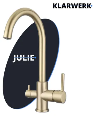 Immagine prodotto di JULIE | Rubinetto acqua potabile 3 vie premium oro opaco | rubinetto osmosi in acciaio inox cucina | rubinetto miscelatore - girevole a 360 gradi | filtro 3 attacchi