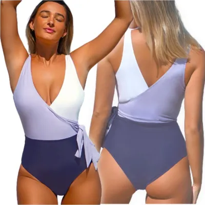 Zdjęcie produktu dla Strój kąpielowy damski jednoczęściowy modelujący usztywniany wiązany boho XL