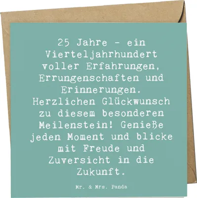 Produktbild von Mr. & Mrs. Panda Klappkarte Spruch 25. Geburtstag - Meeresbrise - Geschenk, Alter, Feier, Erinnerungen, Geburtstagsgeschenk, Errungenschaften, Liebevoll, Glückwunschkarte