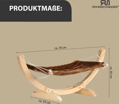 Produktbild von Rohrschneider Katzenhängematte Cat Relax | Katzenschlafplatz | Katzenbett | Katzenkorb zum Schlafen | Hängematte Katze, Farbe:braun
