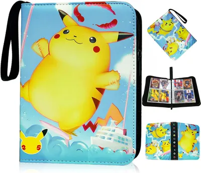 Produktbild von Pokemon Sammelkarten Album 4 Fächer 50 Hüllen für 400 Karten, Karten Sammelalbum Sammelmappe Sammelheft Sammelbuch mit Reißverschluss Tragegriff