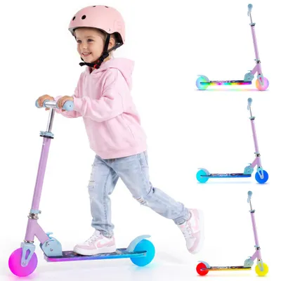 Obrázok produktu pre Sun Baby Detská dvojkolová kolobežka Lumiride LED 7 farieb/20 režimov, skladacia, výška 73-85 cm, Unicorn