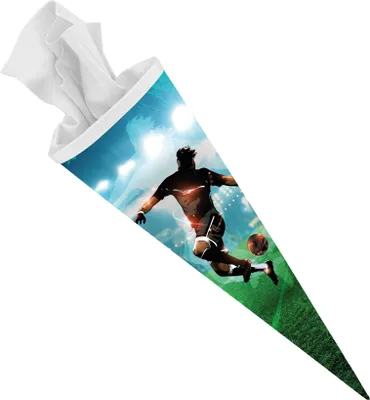Produktbild von itenga Schultüte Zuckertüte 70 cm Fußball Filzverschluss weiß