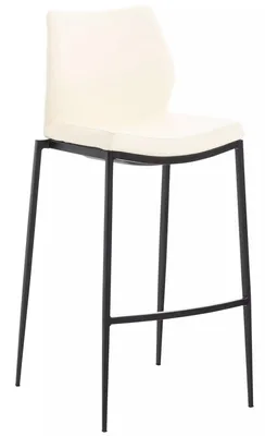 Zdjęcie produktu dla In And OutdoorMatch Nowoczesny stołek barowy Cletus - Biały - Czarny - Design Deluxe - Oparcie - Podnóżek - Do kuchni i baru - Tapicerowane siedzisko - Sztuczna skóra