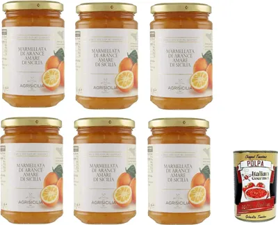 Produktbild von Agrisicilia Marmellata di Arance Amare di Sicilia, Sizilianischer bitterer Orangenmarmelade, jam marmelade, 6x 360g + Italian Gourmet polpa 400g