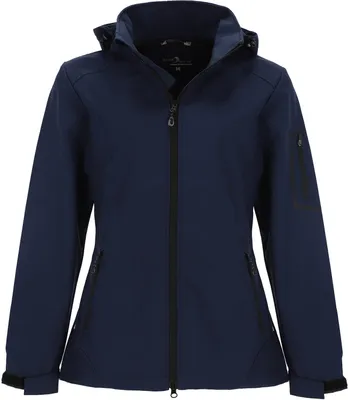 Produktbild von Blue Wave Damen Softshelljacke Louisa mit verstellbarer Kapuze - Outdoor-Jacke winddicht und atmungsaktiv in Marine Größe 42
