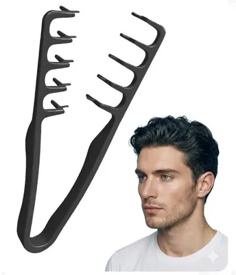 Produktbild von Haarkamm für Männer und Frauen, 3-Zinken-Texturkamm für Volumen und Styling, flexibler Nylon-Strukturkamm für präzises Ansatzvolumen und Textur, Schwarz