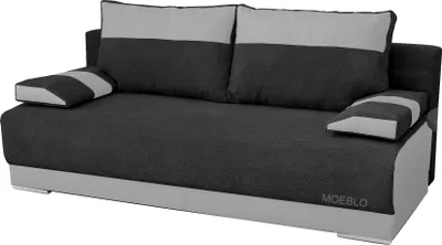 Produktbild von Sofa mit Schlaffunktion und Bettkasten, Couch für Wohnzimmer, Schlafsofa Federkern Sofagarnitur Polstersofa Wohnlandschaft mit Bettfunktion - 196 x 92 x 85 - Nisa (Schwarz + Grau)